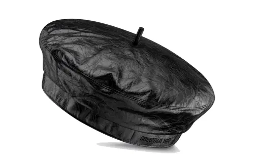 DIOR Pleated Calfskin Berets Women's Black