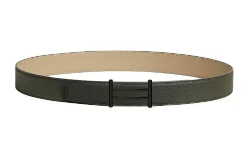 HERMES Metal Plated, Calfskin Leather Belts Men's Width 3.2cm