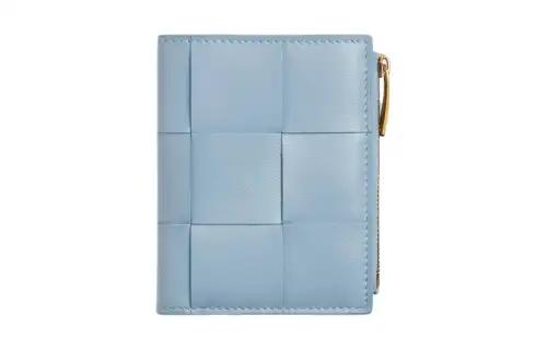 Bottega Veneta Sheepskin With Cow Leather Wallet Small Women's Ice Blue