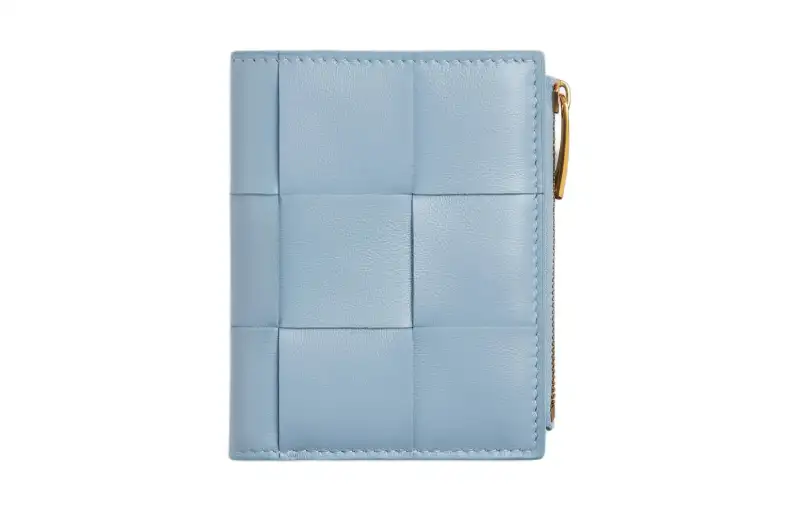 Bottega Veneta Sheepskin With Cow Leather Wallet Small Women's Ice Blue