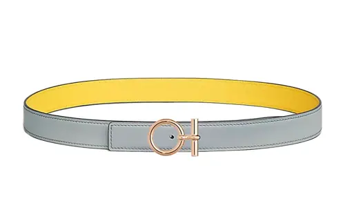 HERMES Double Sided Calfskin Leather Belts Women's Width 2.4cm