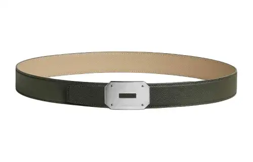 HERMES Neo Palladium Plated Metal, Calfskin Leather Belts Men's Width 3.2cm