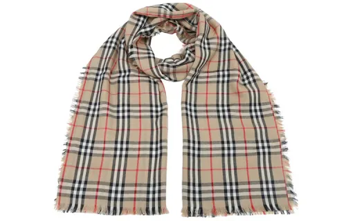 Burberry Plaid Wool Cashmere Knit Scarves Unisex