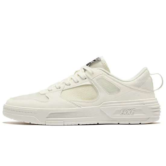 Erke Relaxing Skateboard Shoes Men Low-Top Microcrystal White