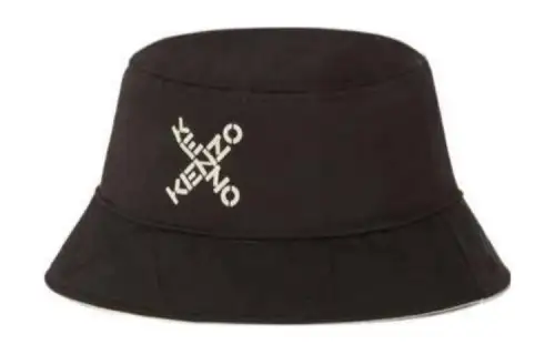 KENZO Logo Polyester Bucket Hats Men's Black