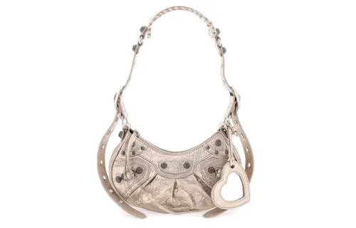 Balenciaga Le Cagole Leather Handbag, Shoulder Bag Mini Women's Gold