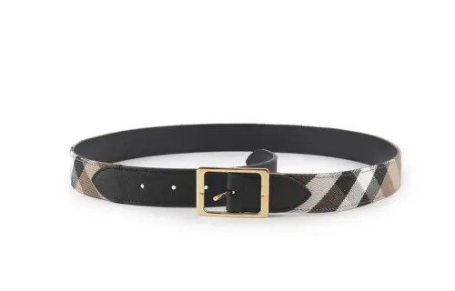 Burberry Leather Cotton Leather Belts Women's Brown Width 3cm