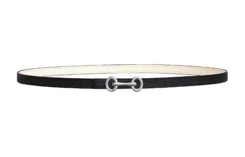 HERMES Two Tone Design Double Sided Leather Belts Women's Black