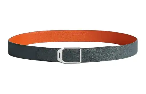 HERMES Double Sided Design Smooth Buckle Leather Belts Men's