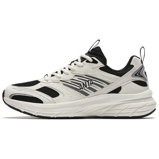 ANTA Running Shoes Men Low-Top Ivory White/Basic Black
