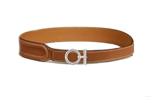HERMES Solid Color Design Leather Belts Women's Brown