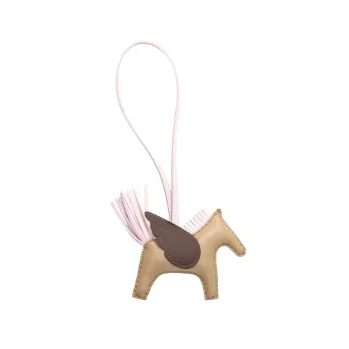 HERMES Rodeo Pegase Cow Leather Charms Unisex Khaki