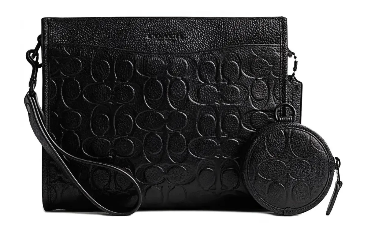 COACH Hitch Cow Leather Shoulder Bag, Crossbody Bag Medium Men's Black