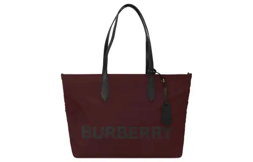 Burberry Leather Tote Bag, Shopping Bag, Shoulder Bag, Handbag Large Women's Burgundy
