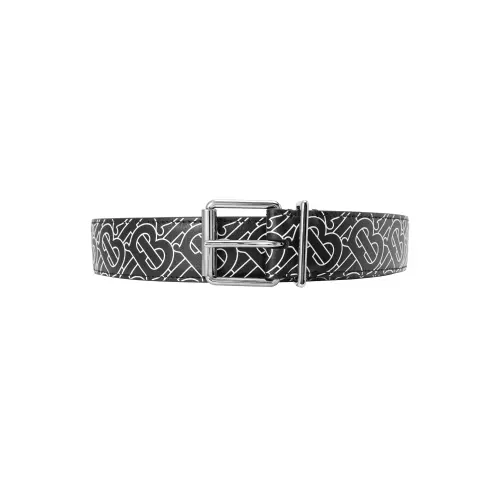 Burberry Leather Belts Men's Black Width 3.5cm