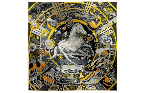 HERMES Silk Scarves Unisex Gray