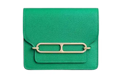 HERMES Roulis Sheepskin Clutch Fanny Pack Wallet Women's 6W Menthe Mint Green