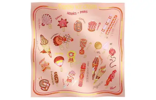 HERMES Fun Ice Cream Scarves Women's Pink