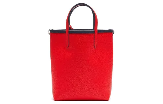 LACOSTE PVC Tote Bag, Shopping Bag, Shoulder Bag, Crossbody Bag, Handbag Medium Women's Red & Blue