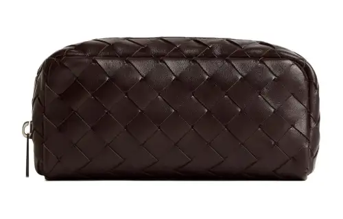 Bottega Veneta Cow Leather Clutch Medium Men's Chocolate Brown