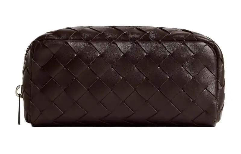 Bottega Veneta Cow Leather Clutch Medium Men's Chocolate Brown