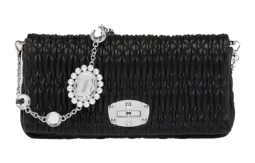 MIU MIU Sheepskin Handheld Crossbody Bag, Shoulder Bag Women's Black