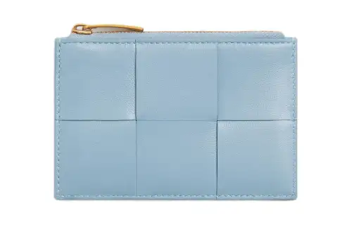 Bottega Veneta CASSETTE Sheepskin Card Holder Women's Ice Blue