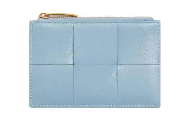 Bottega Veneta CASSETTE Sheepskin Card Holder Women's Ice Blue