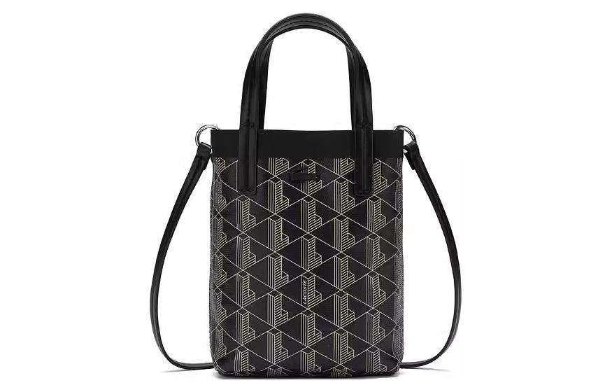 Женская сумка LACOSTE PVC Tote (черно-бежевая)