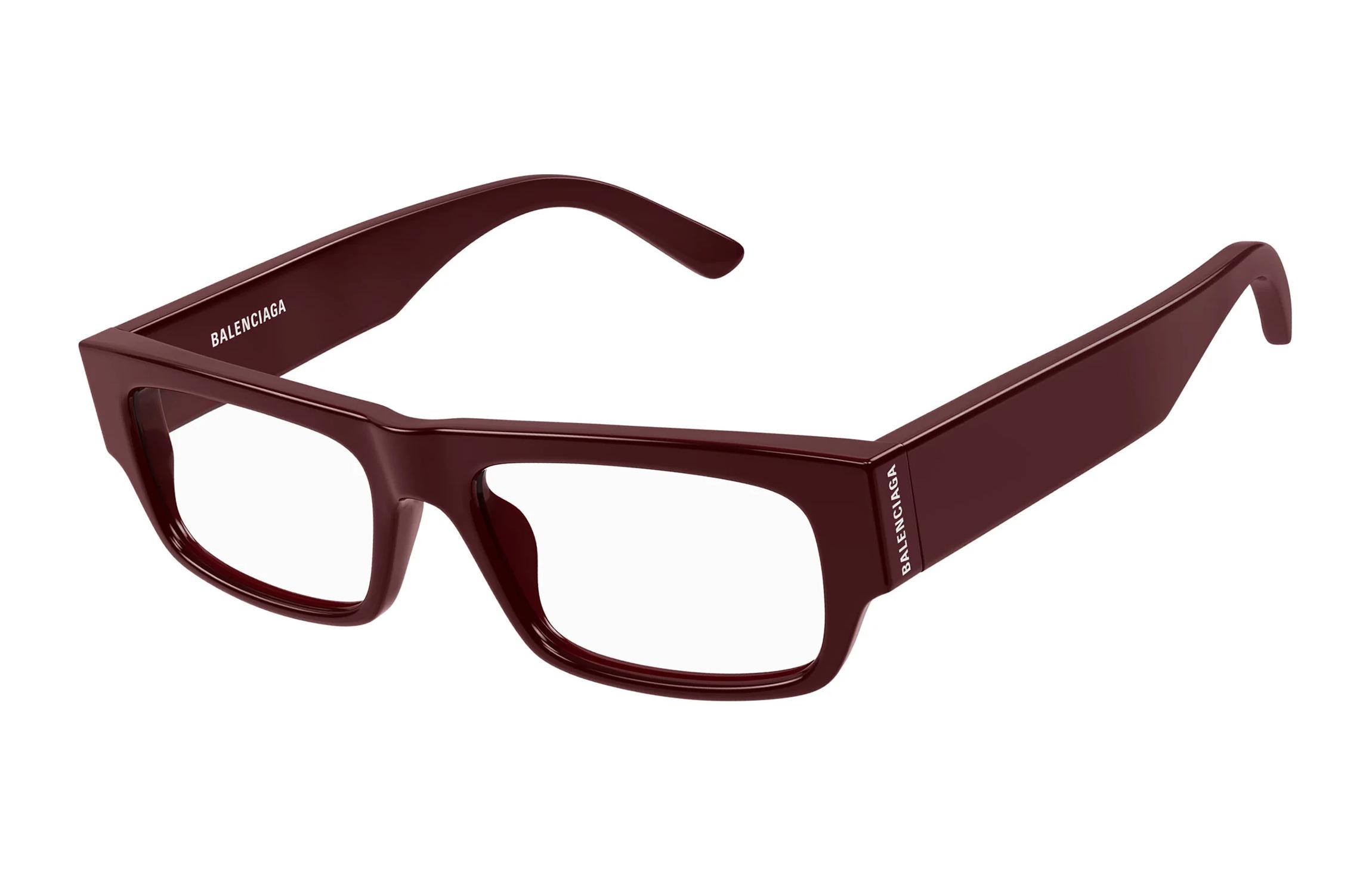 Balenciaga Balenciaga temple logo recycled acetate rectangular optical frame unisex couple style red
