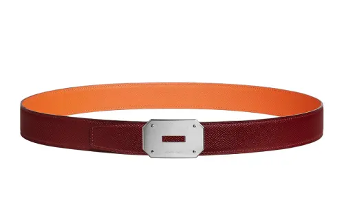 HERMES Neo Calfskin Leather Belts Men's Width 3.2cm