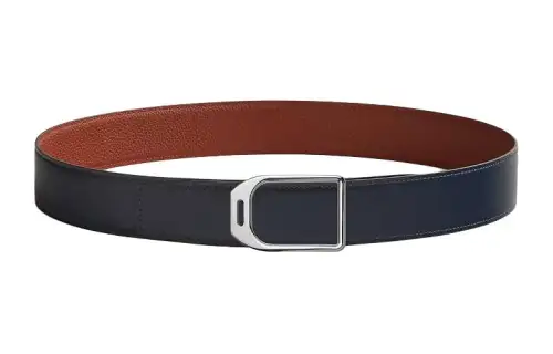 HERMES Double Sided Leather Calfskin Leather Belts Men's Width 3.8cm