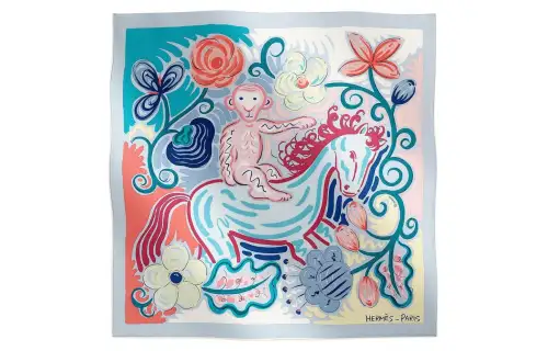 HERMES Silk Scarves Women's Blue