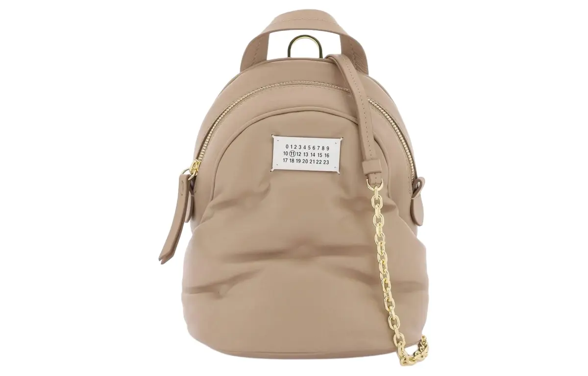 Maison Margiela Glam Slam Nappa Leather Shoulder Bag, Crossbody Bag Beige