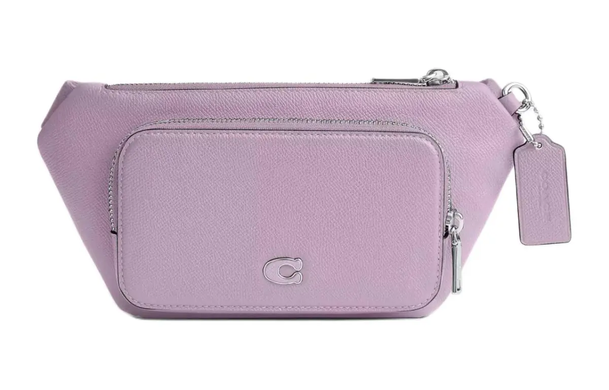 COACH Cross Grain Leather With Coated Canvas Sling Bag One Shoulder Crossbody Fanny Pack Medium Men's Purple