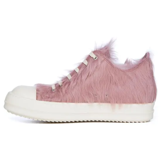 RICK OWENS Faux fur Lace up Sneakers
