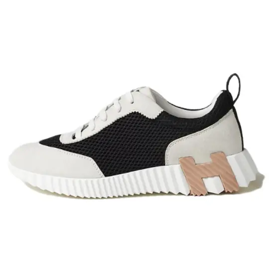 HERMES Bouncing Casual Shoes Women's Low-Top Black White