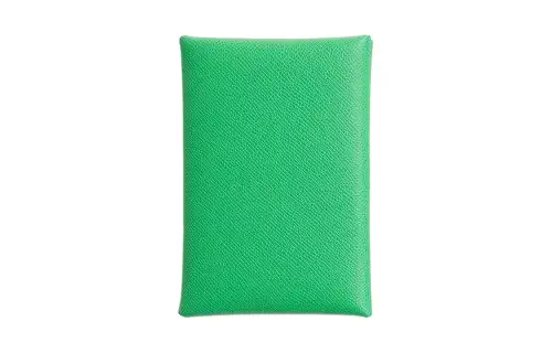 HERMES CalviCalvi Duo Madame Calfskin Card Holder Women's 0Z Vert Comics Comic Green