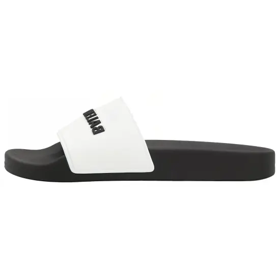 Balenciaga Pool Slides Logo White Black Women's