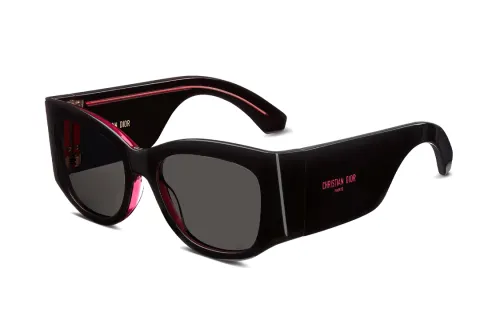 DIOR Acetate Irregular Shape Sunglasses Women's Black/Red