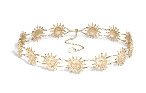 DIOR White Bead Ornament With Pattern Waist Chains Women's Gold Width 4CM