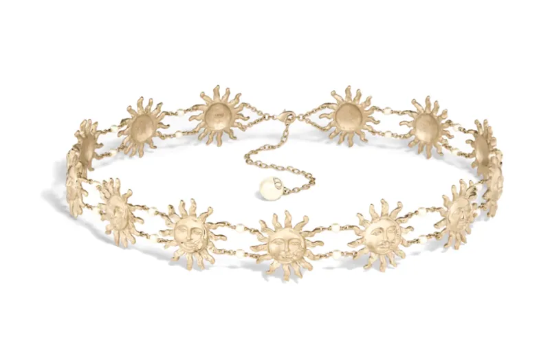 DIOR White Bead Ornament With Pattern Waist Chains Women's Gold Width 4CM
