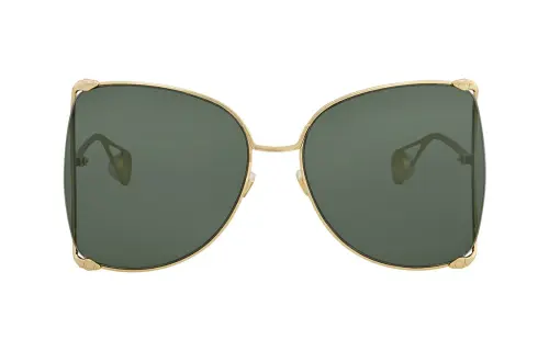 GUCCI Irregular Shape Sunglasses Women's Gold