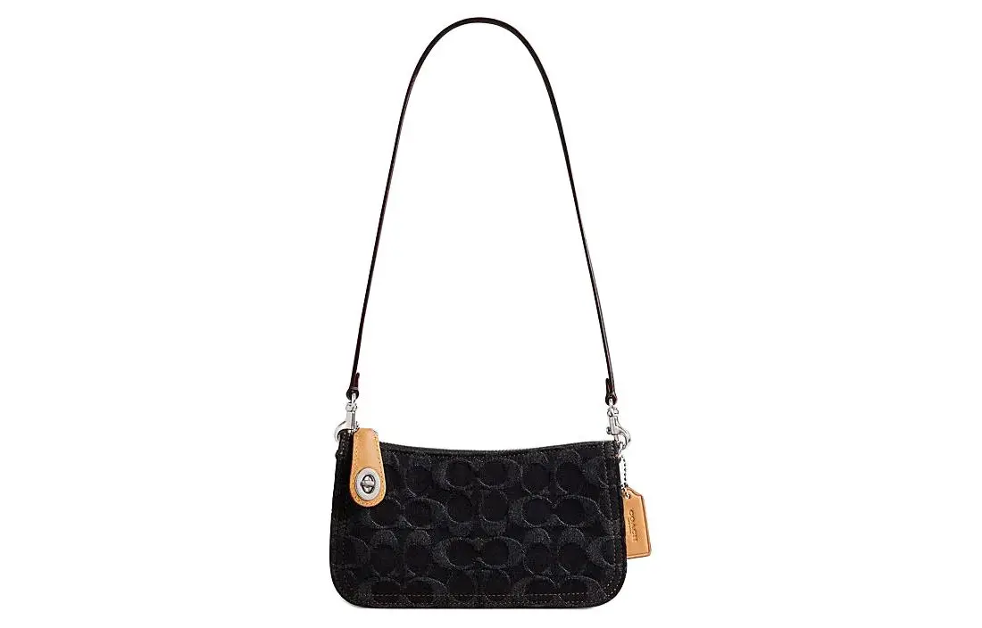 COACH Penn Fabric Shoulder Bag Small Women's Black