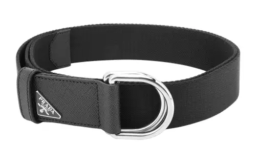 PRADA Logo Plaque Woven Belt