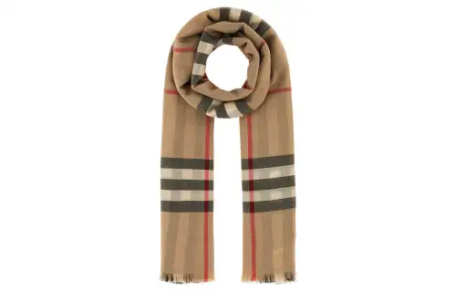 Burberry Checked Frayed Edge Scarf