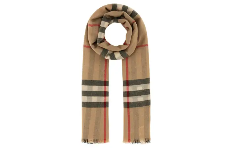 Burberry Checked Frayed Edge Scarf