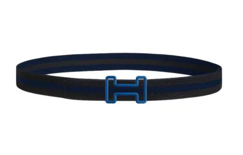 HERMES Nylon Rubber Stainless Steel Leather Belts Men's Width 3.2cm