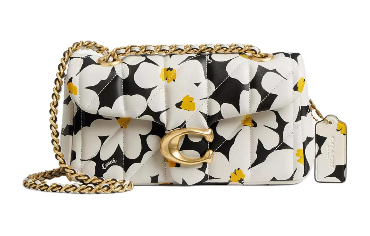 COACH Tabby Nappa Leather Crossbody Bag, Shoulder Bag Small Women's Brass & Chalk Multicolor