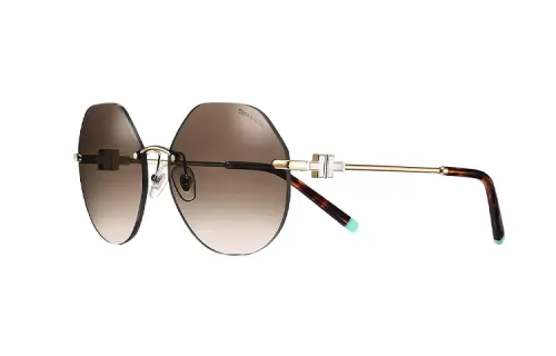 TIFFANY & CO. Metal Irregular Shape Sunglasses Women's Light Gold